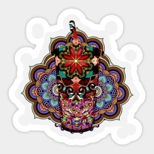 Pattern Zentangle Inspired Bubble tea with Blue Gradient Mandala Sticker